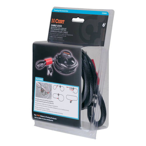 23666 Multi-Use Lock 6'x3/8 Cable, Vinyl-Coated Braided Steel