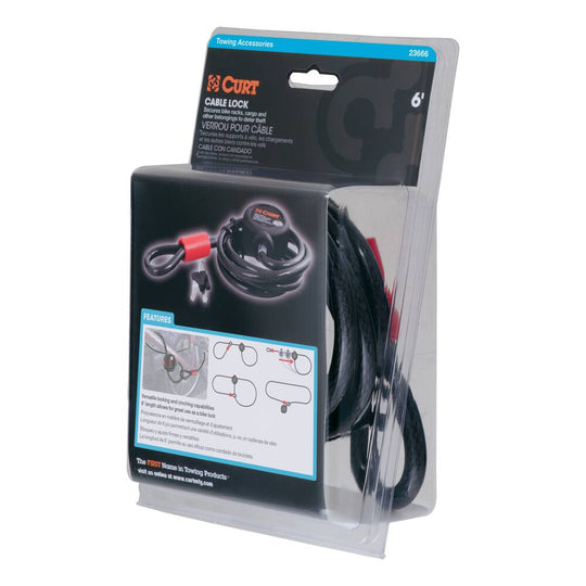 23666 Multi-Use Lock 6'x3/8 Cable, Vinyl-Coated Braided Steel